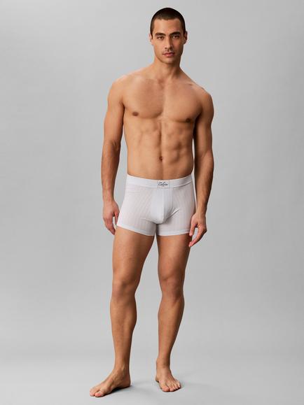Calvin Klein Cotton Rich Script Logo Trunks, White, White