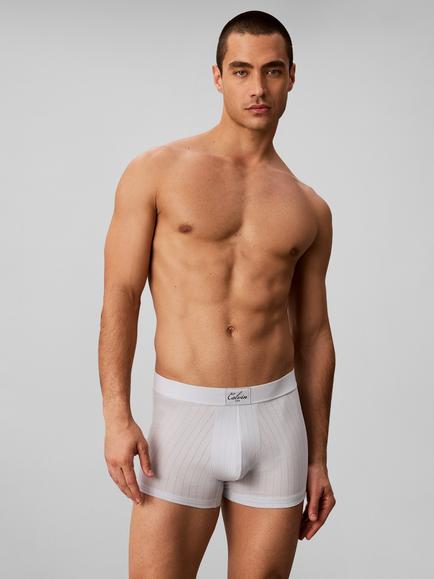 Calvin Klein Cotton Rich Script Logo Trunks, White - view 2, White