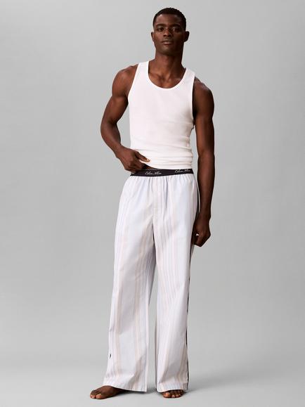 Calvin Klein Cotton Script Logo Waistband Lounge Trousers, Cream, Cream