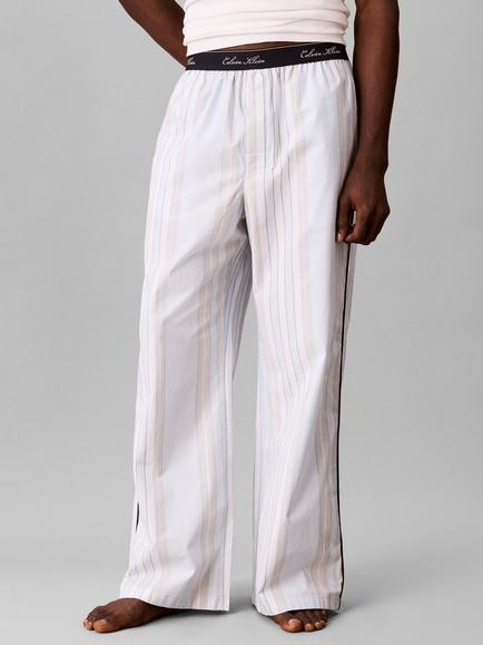 Calvin Klein Cotton Script Logo Waistband Lounge Trousers, Cream - view 2, Cream