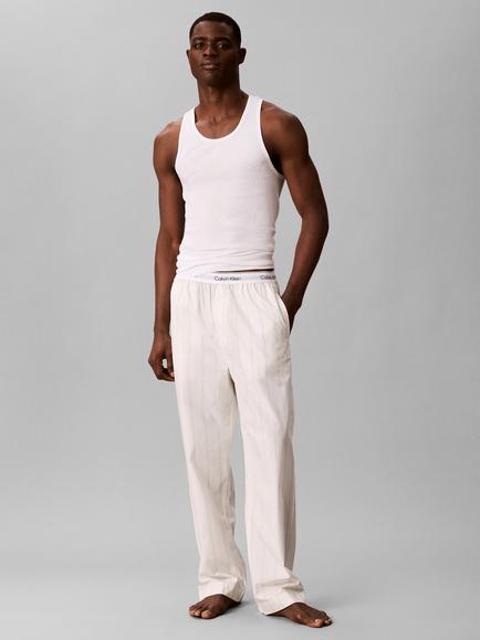 Calvin Klein Cotton Stripe Waistband Lounge Trousers, Cream, Cream