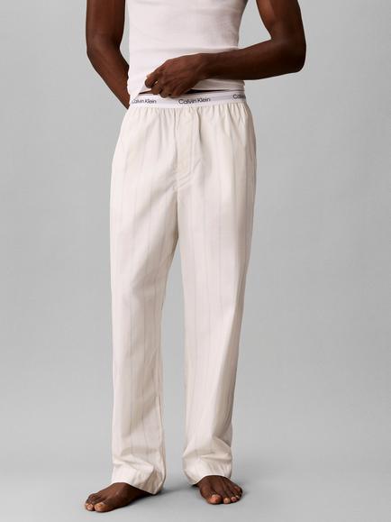 Calvin Klein Cotton Stripe Waistband Lounge Trousers, Cream - view 2, Cream