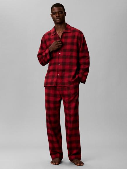 Calvin Klein Cotton Check Lounge Top, Red, Red