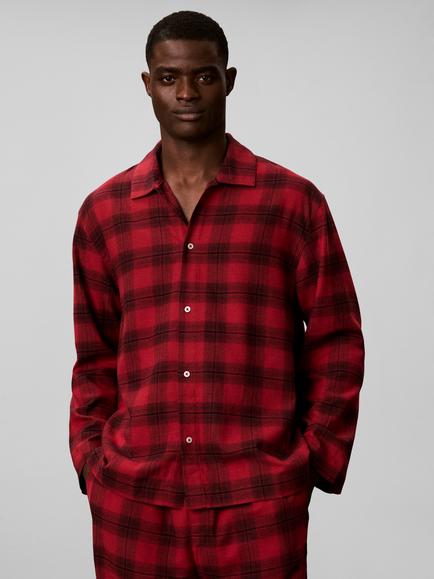 Calvin Klein Cotton Check Lounge Top, Red - view 2, Red