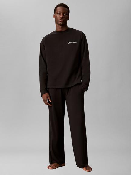 Calvin Klein Crew Neck Long Sleeve Pyjama Top, Black, Black