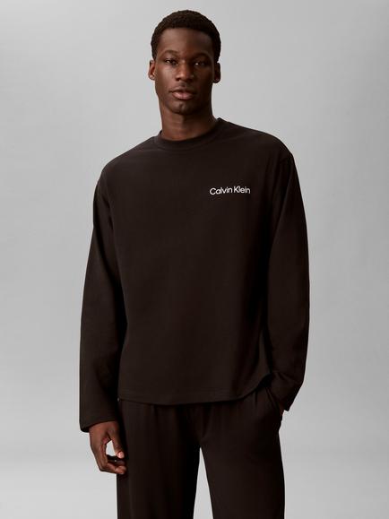 Calvin Klein Crew Neck Long Sleeve Pyjama Top, Black - view 2, Black