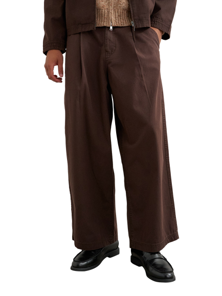 Topman Cotton Straight Fit Balloon Trousers, Brown, Brown
