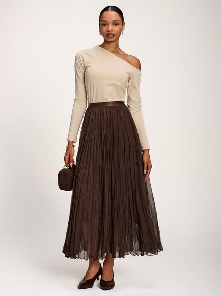Jolie Moi Mesh Maxi Skirt, Chocolate Brown, Chocolate Brown