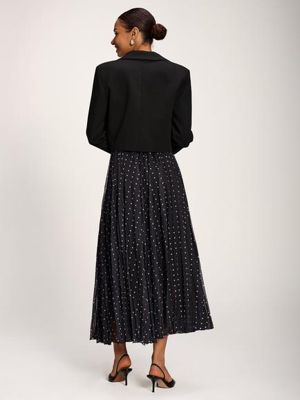 Jolie Moi Spot Print Crinkle Maxi Skirt, Black Spot - view 2, Black Spot