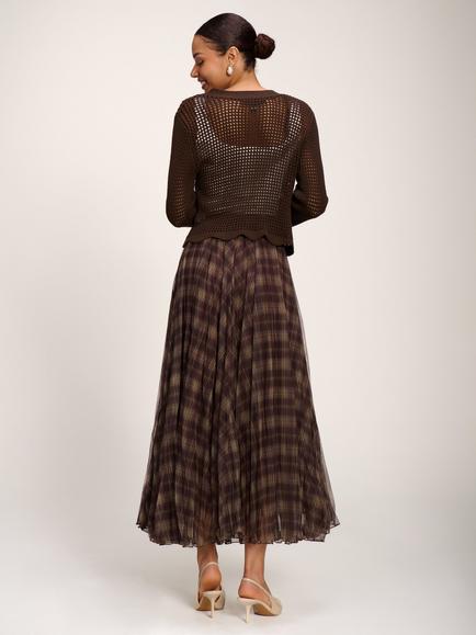 Jolie Moi Crinkle Maxi Skirt, Olive Brown - view 2, Olive Brown