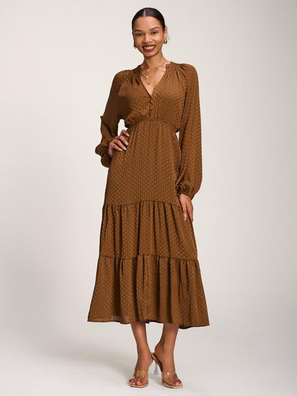 Jolie Moi Satin Midaxi Dress, Brown, Brown