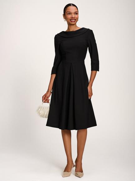 Jolie Moi Roll Collar Midi Dress, Black, Black