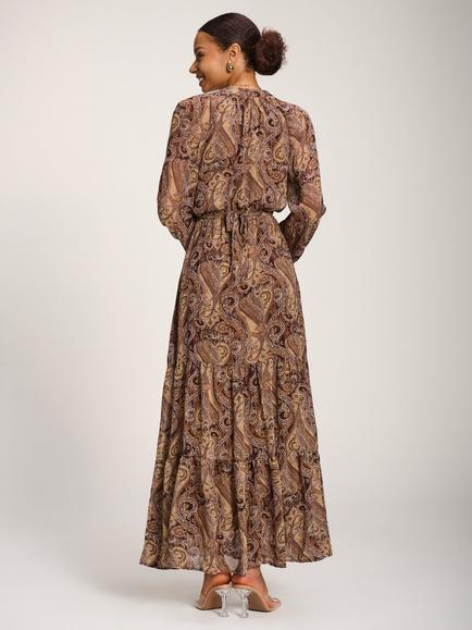 Jolie Moi Paisley Maxi Dress, Brown Multi - view 2, Brown Multi