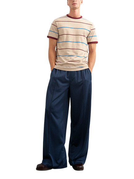 Topman Striped Crew Neck T-Shirt, Oatmeal, Oatmeal
