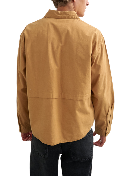 Topman Oversized Fit Cotton Utility Shirt, Khaki - view 2, Khaki