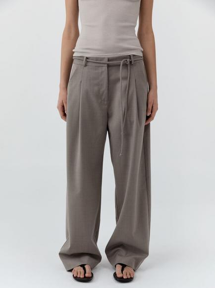 St. Agni Tailored Barrel Leg Wool Blend Trousers, Taupe - view 2, Taupe