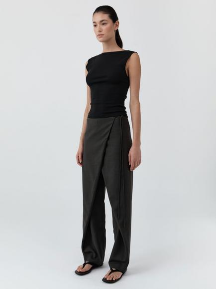 St. Agni Wool Blend Wrap Rouleau Trousers, Grey - view 2, Grey