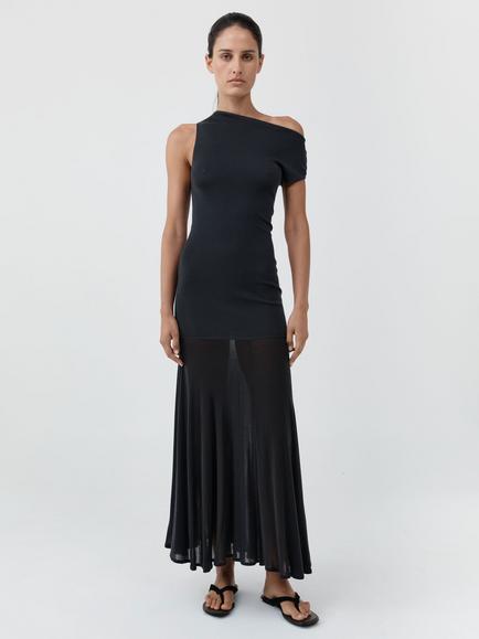St. Agni Asymmetric Jersey Circle Hem Maxi Dress, Charcoal, Charcoal