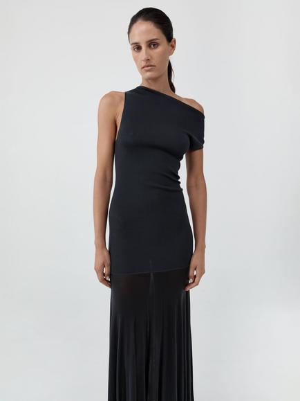 St. Agni Asymmetric Jersey Circle Hem Maxi Dress, Charcoal - view 2, Charcoal