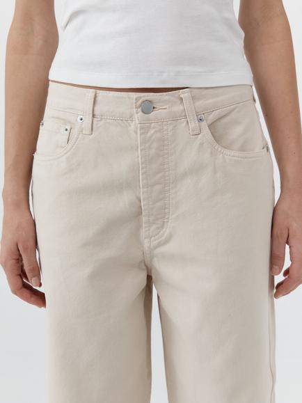 St. Agni Cotton Canvas Mid Rise Straight Leg Jeans, Ecru - view 2, Ecru