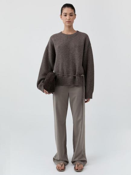 St. Agni Merino Wool Crew Neck Jumper, Grey - view 2, Grey
