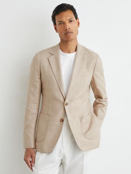 Reiss Pelmet Wool Blend Blazer, Oatmeal, Oatmeal