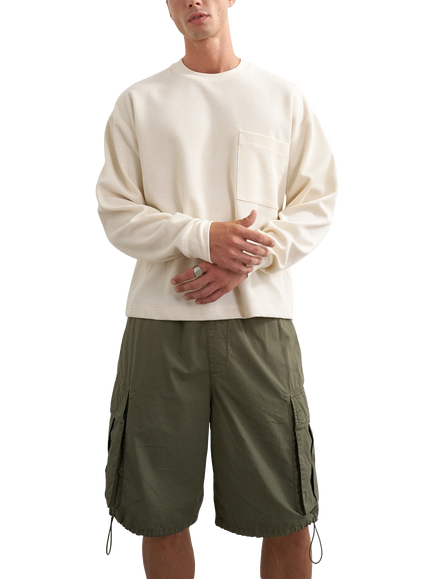 Topman Rlx Waffle Knit Long Sleeve Jersey Top, Ecru, Ecru