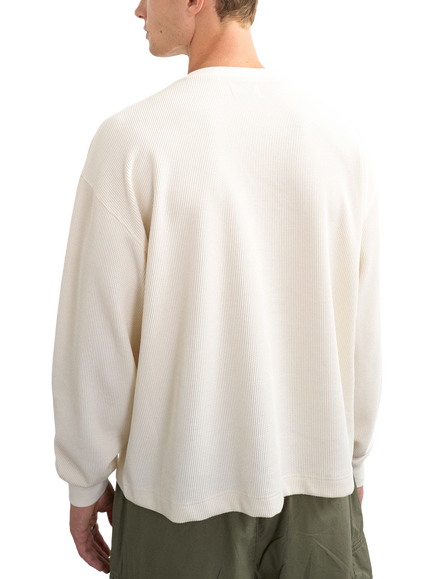 Topman Rlx Waffle Knit Long Sleeve Jersey Top, Ecru - view 2, Ecru