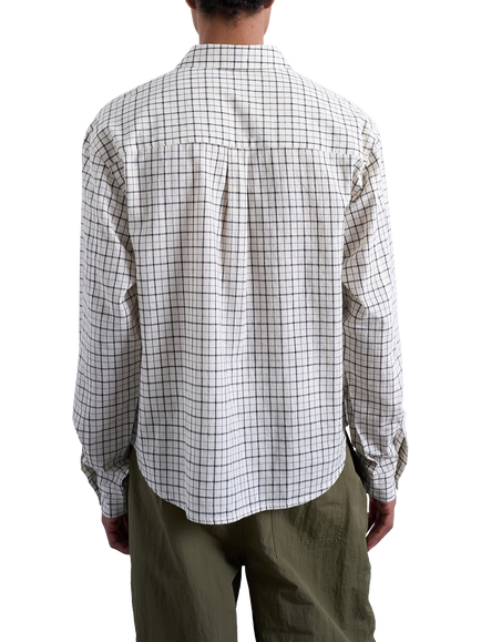 Topman Check Cotton Shirt, Ecru - view 2, Ecru