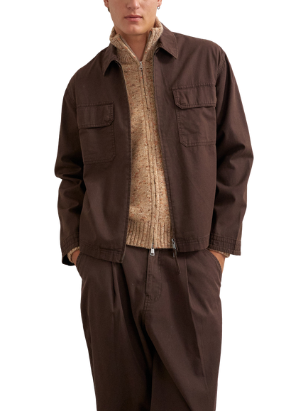 Topman Cotton Herringbone Overshirt, Brown, Brown