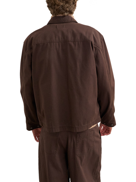 Topman Cotton Herringbone Overshirt, Brown - view 2, Brown