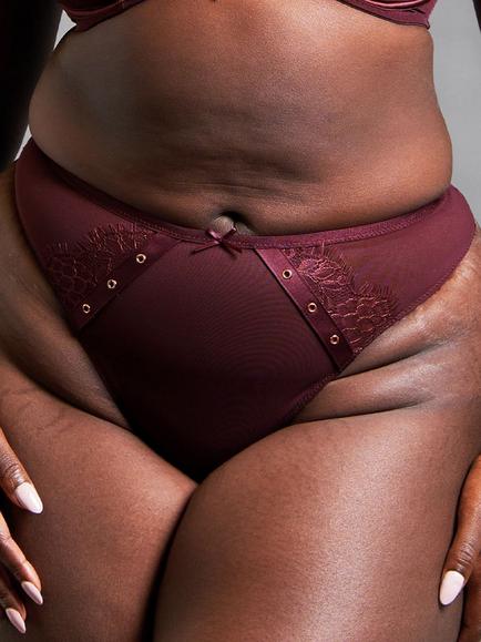 Curvy Kate Laced Up High Waist Knickers, Merlot, Merlot
