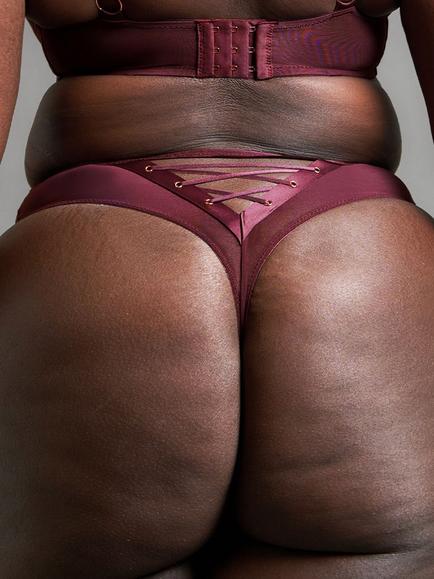 Curvy Kate Laced Up High Waist Knickers, Merlot - view 2, Merlot