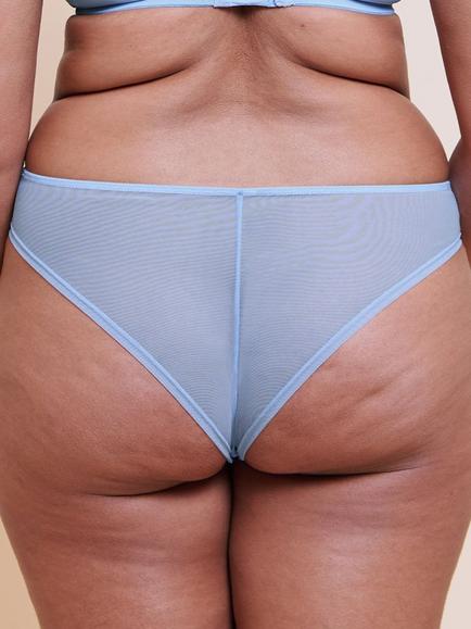 Curvy Kate Lightstyle Scallop Brazilian Knickers, Light Blue/Silver - view 2, Light Blue/Silver