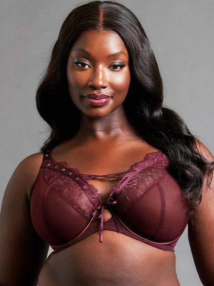 Curvy Kate Laced Up Plunge Bra, Merlot, Merlot