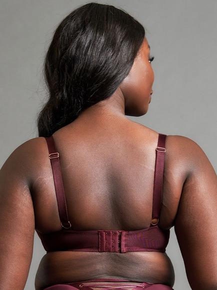 Curvy Kate Laced Up Plunge Bra, Merlot - view 2, Merlot