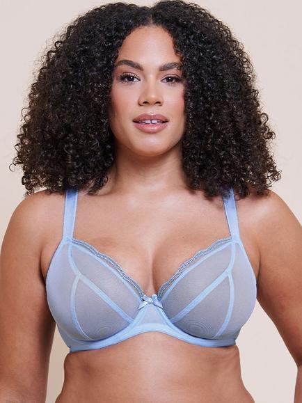 Curvy Kate Lightstyle Scallop Plunge Bra, Light Blue/Silver, Light Blue/Silver