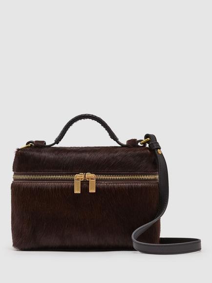 Reiss Ines Pony Hair Effect Vanity Crossbody Bag, Chocolate, Chocolate