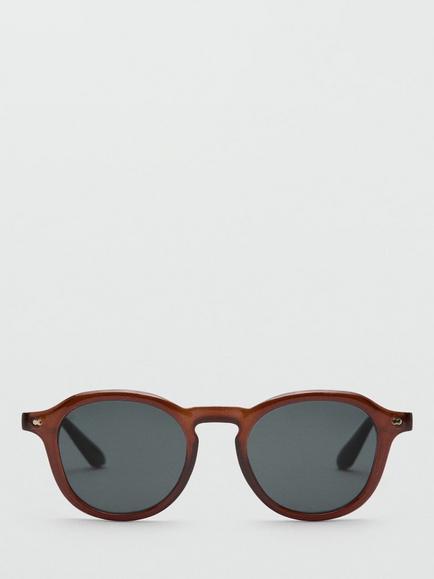 Mango Gafas Justin Round Sunglasses, Brown/Grey - view 2, Brown/Grey