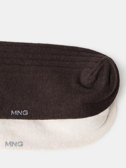 Mango Cotton Rich Crew Socks, Pack of 2, Navy/Grey - view 2, Brown/Cream