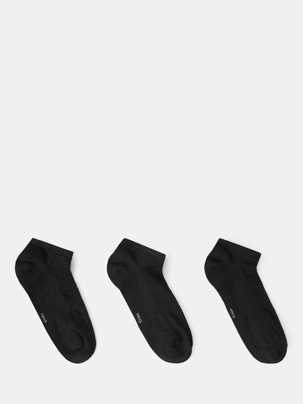 Mango Cotton Rich Low Cut Trainer Socks, Pack of 3, Black, Black