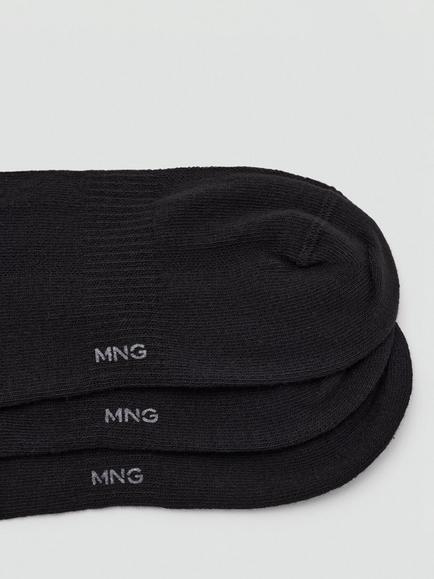 Mango Cotton Rich Low Cut Trainer Socks, Pack of 3, Black - view 2, Black