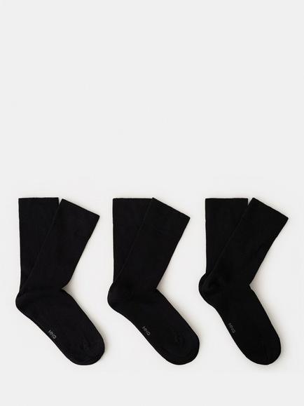 Mango Cotton Rich Crew Socks, Pack of 3, Black, Black