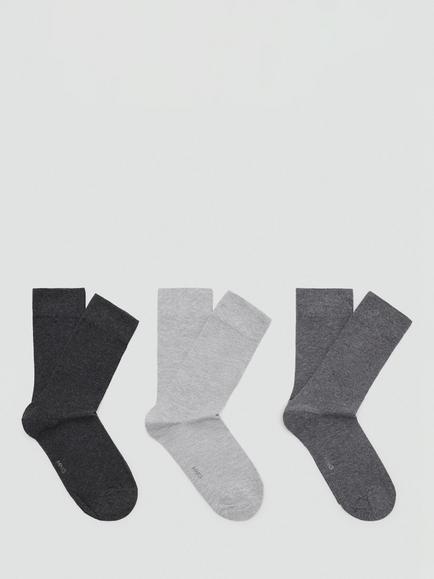 Mango Cotton Blend Socks, Pack of 3, Pale Grey/Multi, Pale Grey/Multi