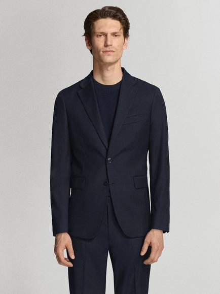 Mango Slim Fit Single Breasted Blazer, Black, Navy