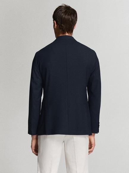 Mango Slim Fit Single Breasted Blazer, Navy - view 2, Navy