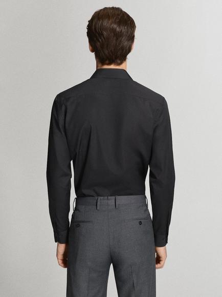 Mango Slim Fit Cotton Shirt, Black - view 2, Black