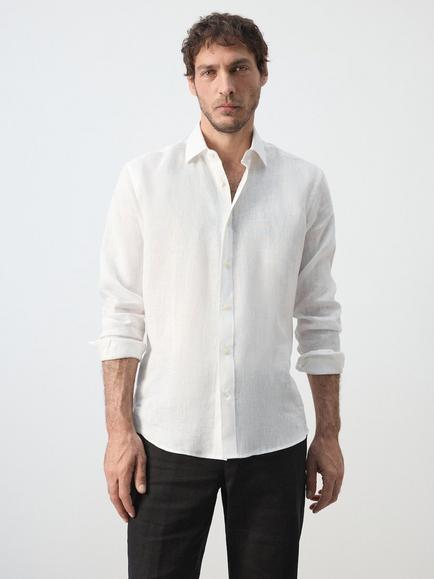 Mango Linen Shirt, White, White