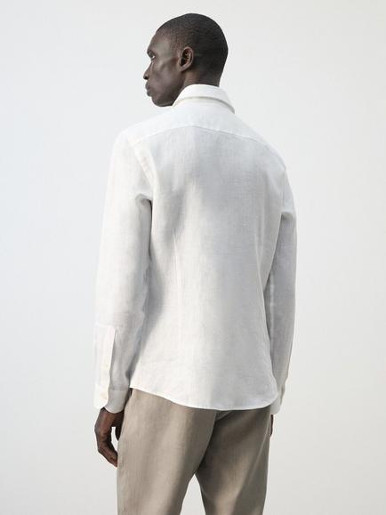 Mango Linen Long Sleeve Shirt - view 2, White