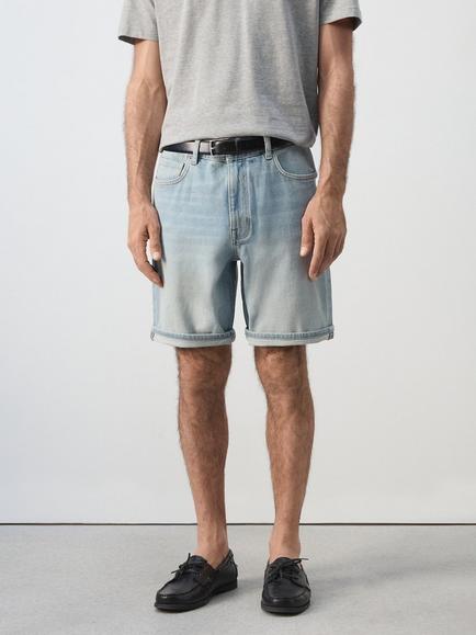 Mango Denim Slim Fit Shorts, Light Blue, Light Blue